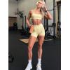 image:imageLASLULU Womens Adjustable Spaghetti Straps Sports Bra Square Neck Wireless Padded Workout Yoga Crop TopsButter Yellow