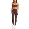 image:imageLASLULU Womens Adjustable Spaghetti Straps Sports Bra Square Neck Wireless Padded Workout Yoga Crop TopsEspresso