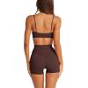 image:imageLASLULU Womens Adjustable Spaghetti Straps Sports Bra Square Neck Wireless Padded Workout Yoga Crop TopsEspresso