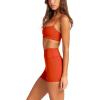 image:imageLASLULU Womens Adjustable Spaghetti Straps Sports Bra Square Neck Wireless Padded Workout Yoga Crop TopsOrange
