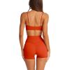 image:imageLASLULU Womens Adjustable Spaghetti Straps Sports Bra Square Neck Wireless Padded Workout Yoga Crop TopsOrange