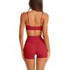 image:imageLASLULU Womens Adjustable Spaghetti Straps Sports Bra Square Neck Wireless Padded Workout Yoga Crop TopsRed