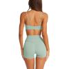 image:imageLASLULU Womens Adjustable Spaghetti Straps Sports Bra Square Neck Wireless Padded Workout Yoga Crop TopsSage Green