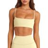 image:imageLASLULU Womens Adjustable Spaghetti Straps Sports Bra Square Neck Wireless Padded Workout Yoga Crop TopsButter Yellow