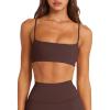image:imageLASLULU Womens Adjustable Spaghetti Straps Sports Bra Square Neck Wireless Padded Workout Yoga Crop TopsEspresso