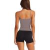 image:imageLASLULU Sports Bras for Women Square Neck Padded Adjustable Spaghetti Strap Backless Sleeveless Workout Long Tank TopsDeep Grey
