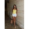 image:imageLASLULU Sports Bras for Women Square Neck Padded Adjustable Spaghetti Strap Backless Sleeveless Workout Long Tank TopsLemon Yellow