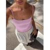 image:imageLASLULU Sports Bras for Women Square Neck Padded Adjustable Spaghetti Strap Backless Sleeveless Workout Long Tank TopsLight Pink