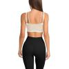image:imageLASLULU Womens Double Layered Sports Bra Adjustable Spaghetti Straps Sexy Scoop Neck Wireless Padded Workout Yoga Crop TopsBeige
