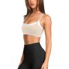 image:imageLASLULU Womens Double Layered Sports Bra Adjustable Spaghetti Straps Sexy Scoop Neck Wireless Padded Workout Yoga Crop TopsBeige