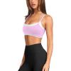 image:imageLASLULU Womens Double Layered Sports Bra Adjustable Spaghetti Straps Sexy Scoop Neck Wireless Padded Workout Yoga Crop TopsLight Pink