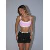 image:imageLASLULU Womens Double Layered Sports Bra Adjustable Spaghetti Straps Sexy Scoop Neck Wireless Padded Workout Yoga Crop TopsLight Pink