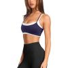 image:imageLASLULU Womens Double Layered Sports Bra Adjustable Spaghetti Straps Sexy Scoop Neck Wireless Padded Workout Yoga Crop TopsNavy Blue