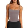 image:imageLASLULU Sports Bras for Women Square Neck Padded Adjustable Spaghetti Strap Backless Sleeveless Workout Long Tank TopsDeep Grey