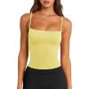 image:imageLASLULU Sports Bras for Women Square Neck Padded Adjustable Spaghetti Strap Backless Sleeveless Workout Long Tank TopsLemon Yellow