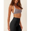 image:imageLASLULU Halter Sports Bras for Women Scoop Neck Workout Tops Padded Sleeveless Open Back Yoga Crop Gym Tank TopsDark Grey