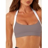 image:imageLASLULU Halter Sports Bras for Women Scoop Neck Workout Tops Padded Sleeveless Open Back Yoga Crop Gym Tank TopsDark Grey