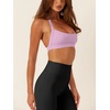 image:imageLASLULU Halter Sports Bras for Women Scoop Neck Workout Tops Padded Sleeveless Open Back Yoga Crop Gym Tank TopsLight Pink