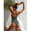 image:imageLASLULU Womens One Piece Swimsuits Sexy Halter High Cut Slimming Bathing Suit Tummy Control SwimsuitForest Green