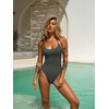 image:imageLASLULU Womens One Piece Swimsuits Sexy Halter High Cut Slimming Bathing Suit Tummy Control SwimsuitForest Green