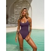 image:imageLASLULU Womens One Piece Swimsuits Sexy Halter High Cut Slimming Bathing Suit Tummy Control SwimsuitGrape