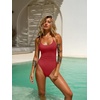 image:imageLASLULU Womens One Piece Swimsuits Sexy Halter High Cut Slimming Bathing Suit Tummy Control SwimsuitRed
