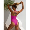 image:imageLASLULU Womens One Piece Swimsuits Sexy Halter High Cut Slimming Bathing Suit Tummy Control SwimsuitRose