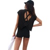 image:imageLASLULU Womens Athletic Open Back Short Sleeve TShirtBlack