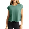 image:imageLASLULU Womens Athletic Open Back Short Sleeve TShirtGrass Green
