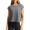 image:imageLASLULU Womens Athletic Open Back Short Sleeve TShirtGrey