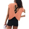 image:imageLASLULU Womens Athletic Open Back Short Sleeve TShirtOrange