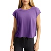 image:imageLASLULU Womens Athletic Open Back Short Sleeve TShirtPurple