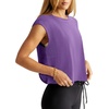 image:imageLASLULU Womens Athletic Open Back Short Sleeve TShirtPurple