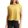 image:imageLASLULU Womens Athletic Open Back Short Sleeve TShirtYellow