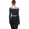 image:imageLASLULU Womens Long Sleeve Workout Tops Sexy Twist Front Bolero Shrugs Yoga Gym Ballet Wrap Tops Pilates OutfitsNavy Blue