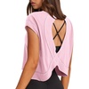 image:imageLASLULU Womens Athletic Open Back Short Sleeve TShirtLight Pink