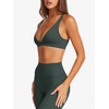image:imageLASLULU Womens Deep VNeck Sports Bra Padded Wireless U Back Workout Bra Low Impact Gym Workout Yoga Crop TopsForest Green