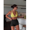 image:imageLASLULU Womens Deep VNeck Sports Bra Padded Wireless U Back Workout Bra Low Impact Gym Workout Yoga Crop TopsLemon Yellow