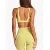 image:imageLASLULU Womens Deep VNeck Sports Bra Padded Wireless U Back Workout Bra Low Impact Gym Workout Yoga Crop TopsLemon Yellow