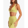 image:imageLASLULU Womens Deep VNeck Sports Bra Padded Wireless U Back Workout Bra Low Impact Gym Workout Yoga Crop TopsLemon Yellow