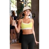 image:imageLASLULU Womens Double Layered Sports Bra Adjustable Spaghetti Straps Sexy Scoop Neck Wireless Padded Workout Yoga Crop TopsButter Yellow