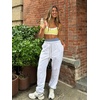 image:imageLASLULU Womens Double Layered Sports Bra Adjustable Spaghetti Straps Sexy Scoop Neck Wireless Padded Workout Yoga Crop TopsButter Yellow