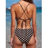 image:imageLASLULU Womens Sexy One Piece Swimsuits V Neck Padded Bathing Suit Modest Front Cutout Open Back Slimming SwimsuitCocoa White Polka
