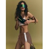 image:imageLASLULU Womens Running Shorts Contrast Color Biker Athletic Workout Summer Gym Shorts Quick Dry with Zip PocketBrown