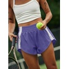 image:imageLASLULU Womens Running Shorts Contrast Color Biker Athletic Workout Summer Gym Shorts Quick Dry with Zip PocketPurple