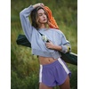 image:imageLASLULU Womens Running Shorts Contrast Color Biker Athletic Workout Summer Gym Shorts Quick Dry with Zip PocketPurple