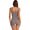 image:imageLASLULU Womens Sport Bras Long Line Workout Yoga Gym Athletic Tops Clothes Shirts Camisole Padded Crop Tank TopsDark Grey