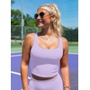 image:imageLASLULU Womens Sport Bras Long Line Workout Yoga Gym Athletic Tops Clothes Shirts Camisole Padded Crop Tank TopsHazy Liac