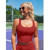 image:imageLASLULU Womens Sport Bras Long Line Workout Yoga Gym Athletic Tops Clothes Shirts Camisole Padded Crop Tank TopsRed