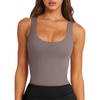 image:imageLASLULU Womens Sport Bras Long Line Workout Yoga Gym Athletic Tops Clothes Shirts Camisole Padded Crop Tank TopsDark Grey